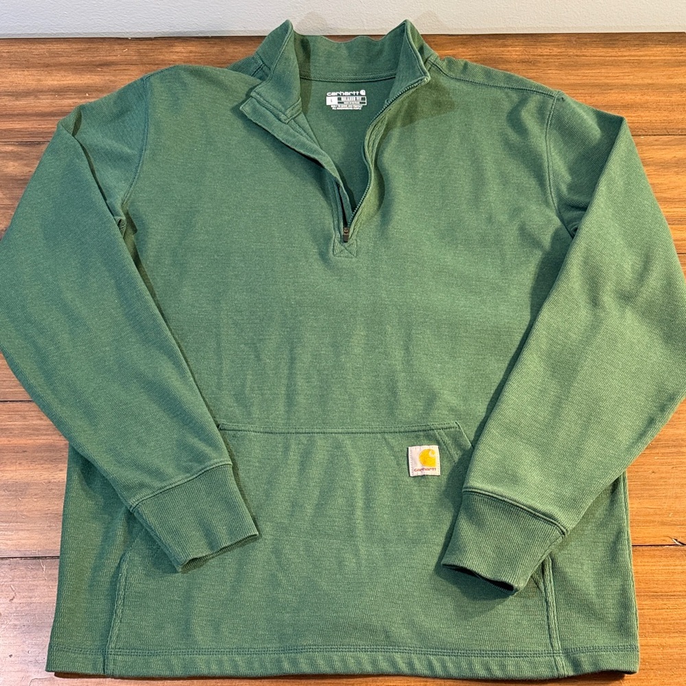 Carhartt Forest Green Pullover with Quarter-Zip - Sz. Large Like New